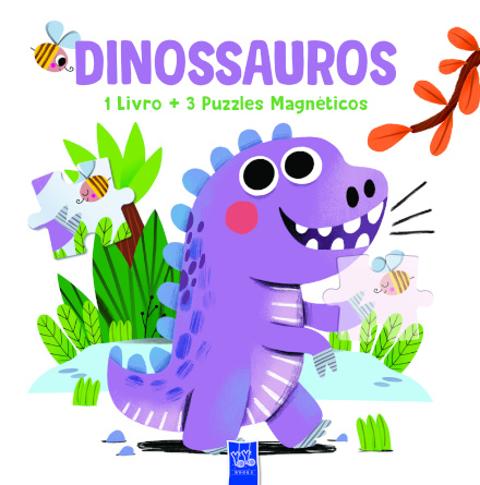 Dinossauros 1 Livro + 3 Puzzles magnéticos